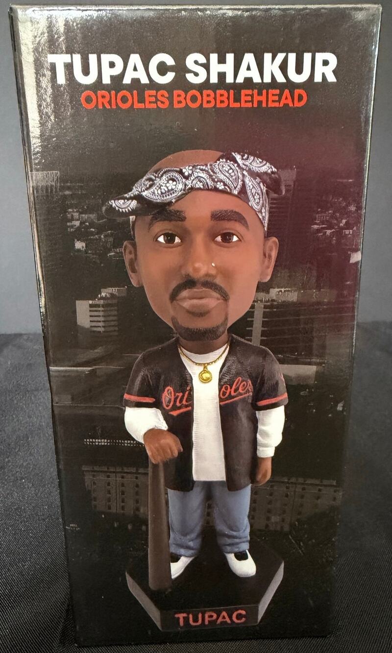 NIB Baltimore Orioles Tupac Shakur bobblehead special promo giveaway 5/8/26 SGA